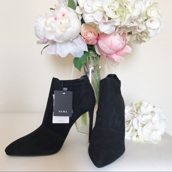 Zara Elasticated High Heel Ankle Leather Boots - Picture 5 of 5